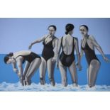 Yvonne van Woggelum (1958-) 'Bathers', unsigned, canvas 135 x 200 cm.