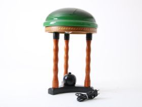 Table lamp on wooden base