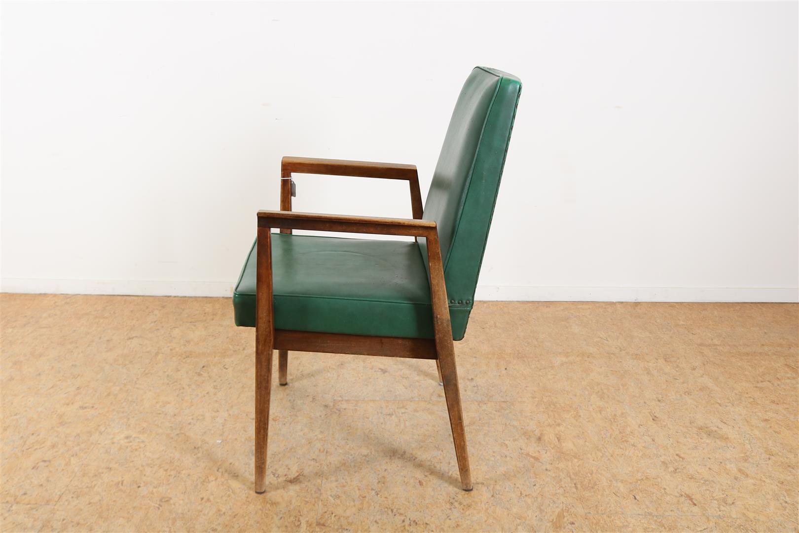 Thonet chair with green leatherette upholstery, midcentury, label on the bottom. (Upholstery with - Image 4 of 7