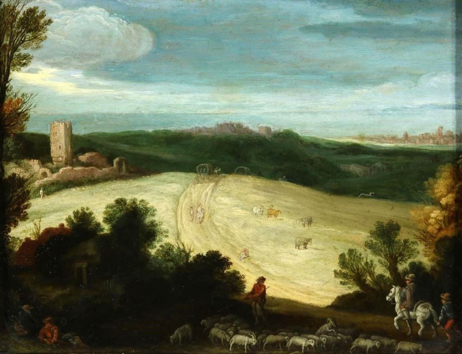 Workshop of Paul Bril (c.1553/4-1626) (ca.1620) "Landscape" Oil on coper.