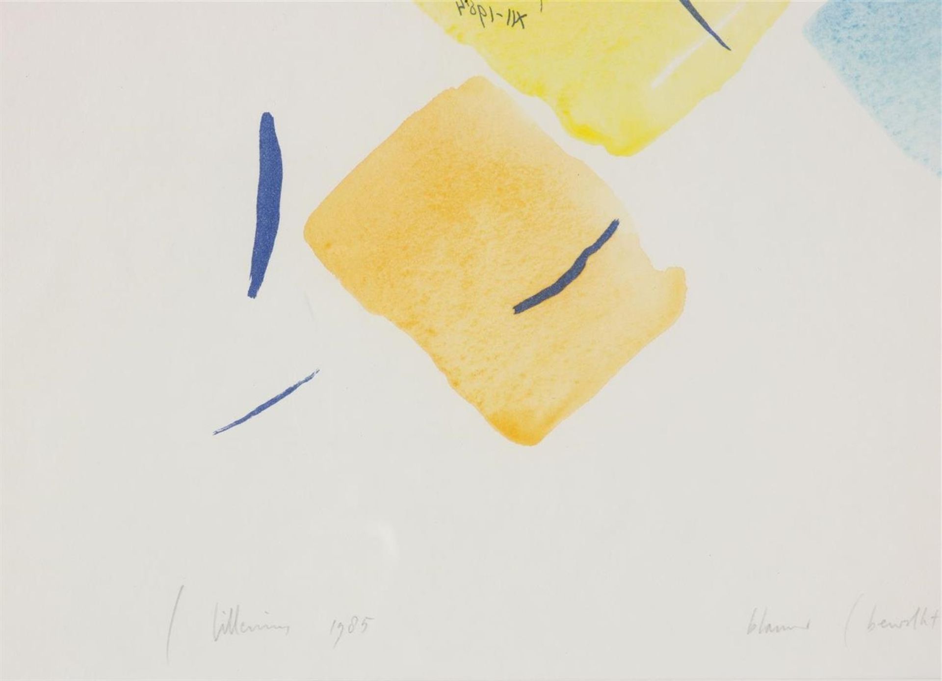 Jaap (Jacob) Hillenius (1934-1999) Abstract composition, signed and dated 1985 lower left. Colored - Image 3 of 4
