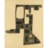 Harry van Kruiningen (1906-1996) Asbtact composition, signed lower left, etching pasted on board, 56