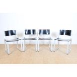 Set of 4 chairs, design Pierre Mazairac for Pastoe, SM0301, 1972, Aluminum frame with black