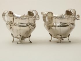 Set of two silver sauce boats
