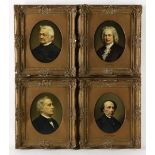 European school, 19th century. 4 male portraits including composers J.S Bach and G. Meyerbeer and