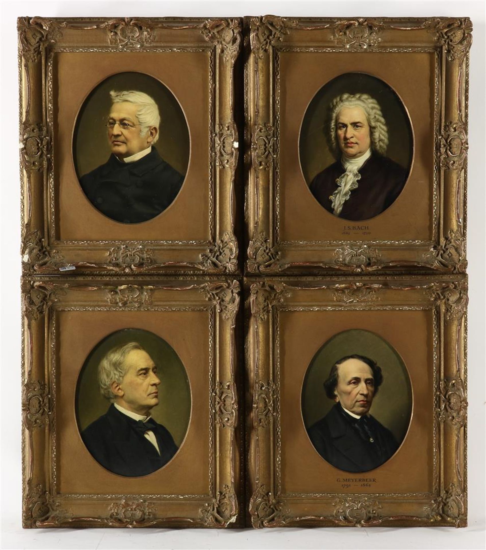 4 portraits, 19th century.