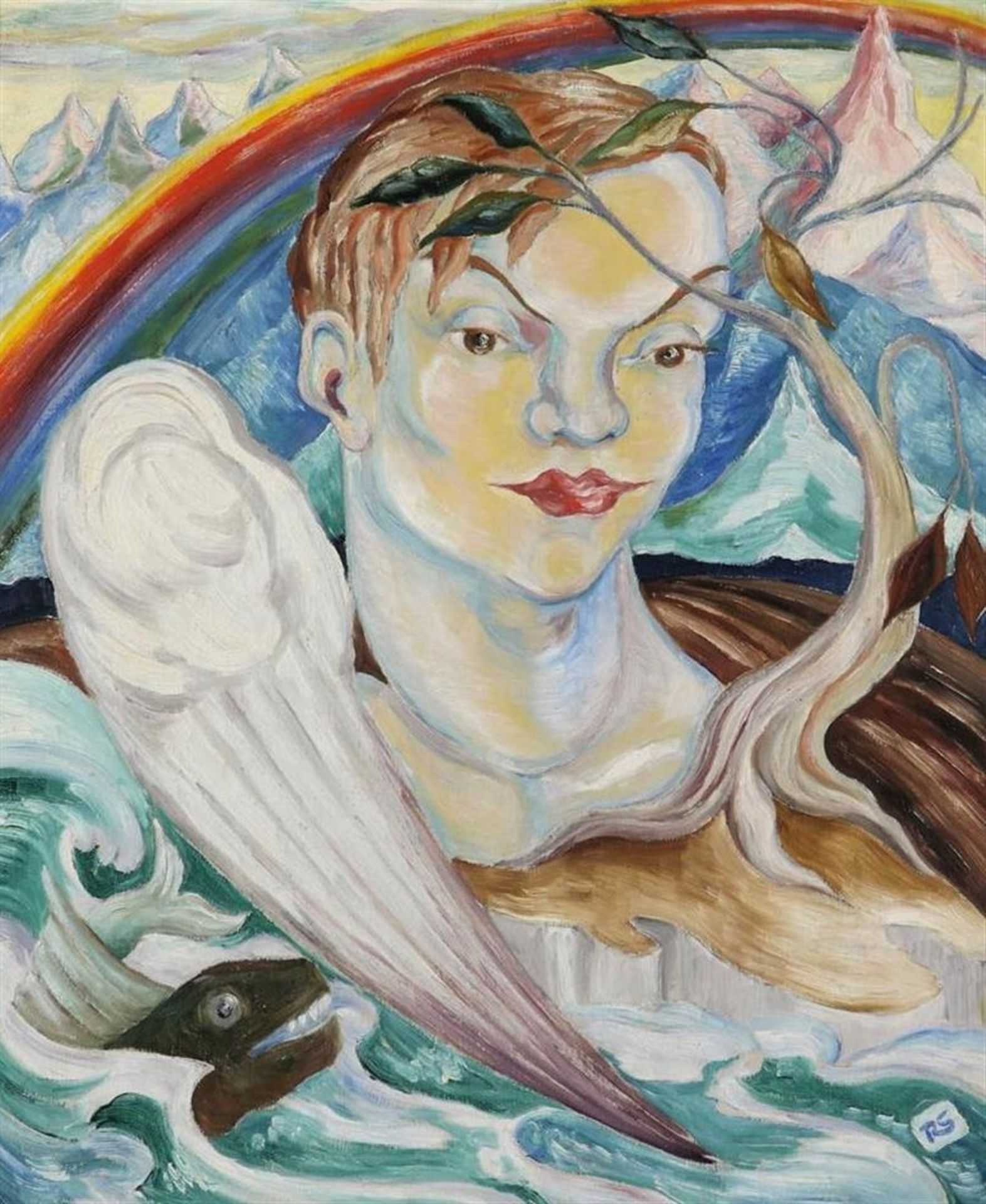 Rosa Schafer (1901-1987) "The creation", monogrammed RS bottom right, canvas, 61 x 51 cm.