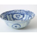 Kraak porcelain bowl decorated with landscape and flowers in Wanli motifs, China Wanli (
