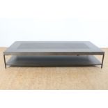 Coffee table from the ALLEGRETTO collection on stainless steel base with brown maple top, label on