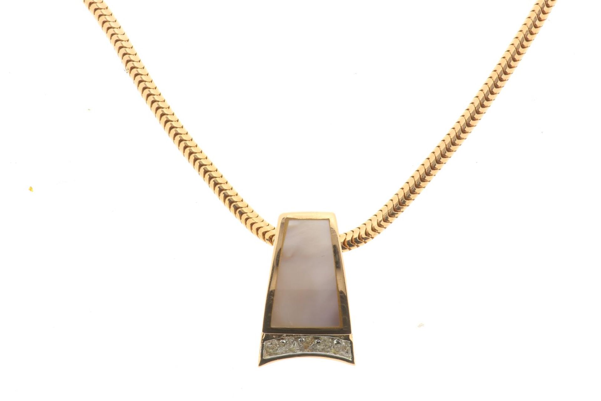 Rose gold necklace with pendant with topaz and diamond