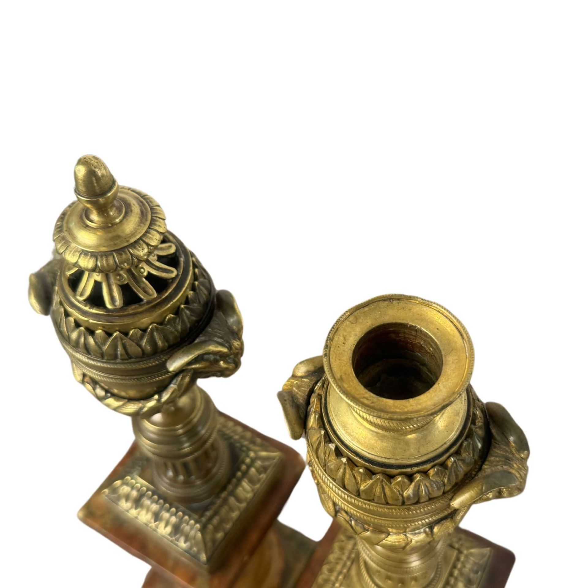 Pair of finely chiseled bronze candle holders - Image 7 of 8