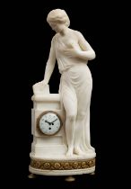Antique clock in Statuary White Marble from the Napoleon III period