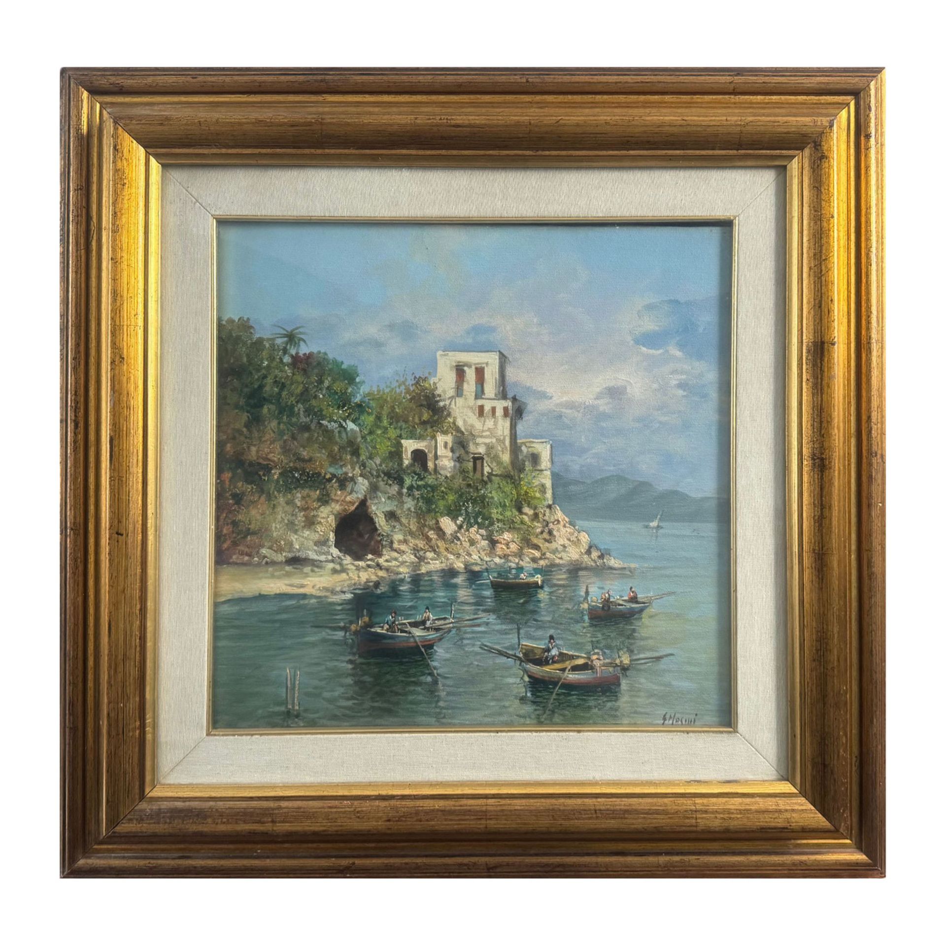 G. Masini - Glimpse of the seaside with boats