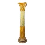 Carved wooden column with lacquer and gold finish