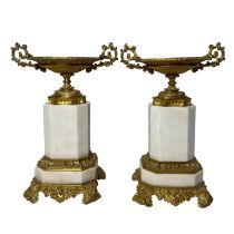 Pair of gilt bronze pedestal trays