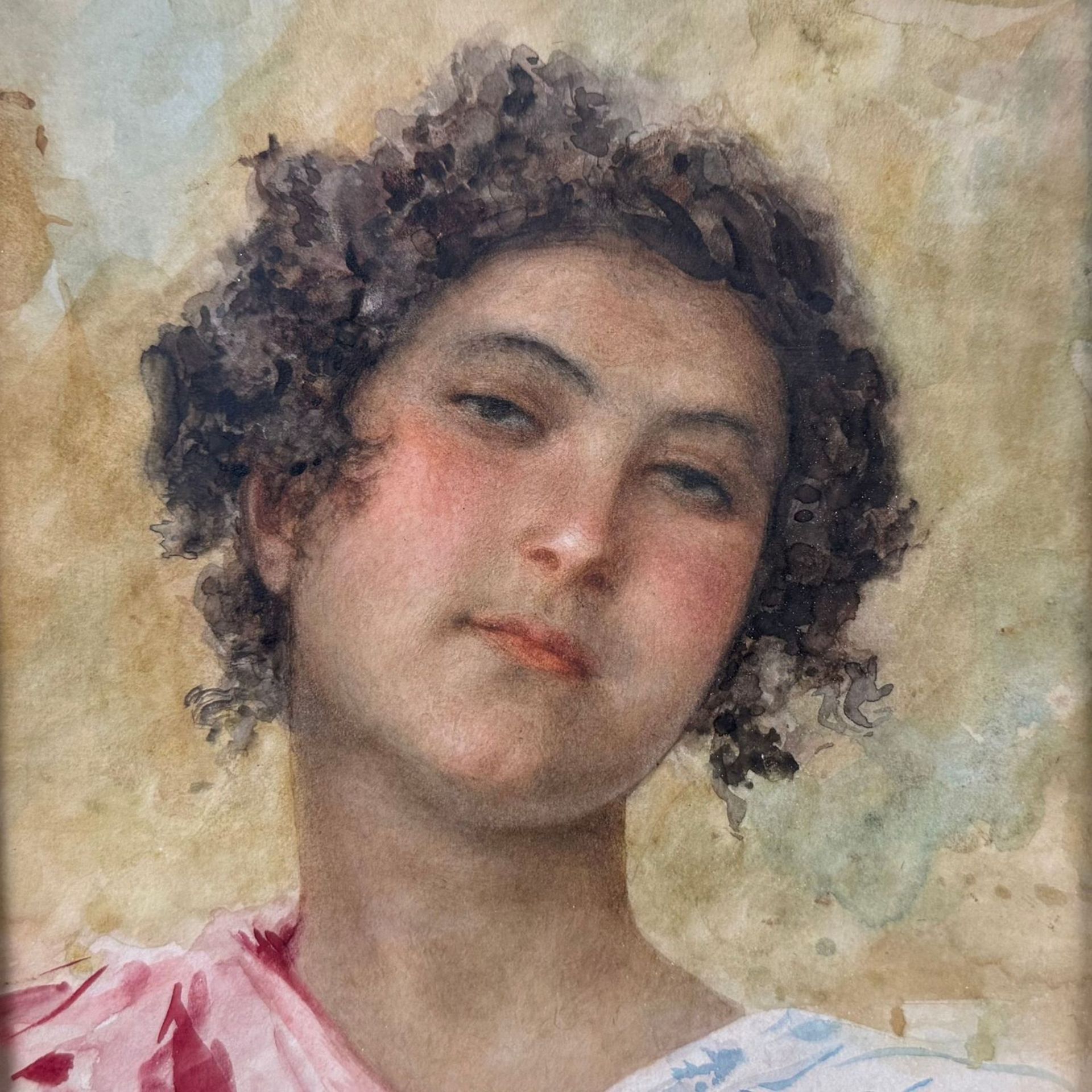 Portrait of a young woman - V. Migliaro (1858 - 1938) - Image 3 of 7