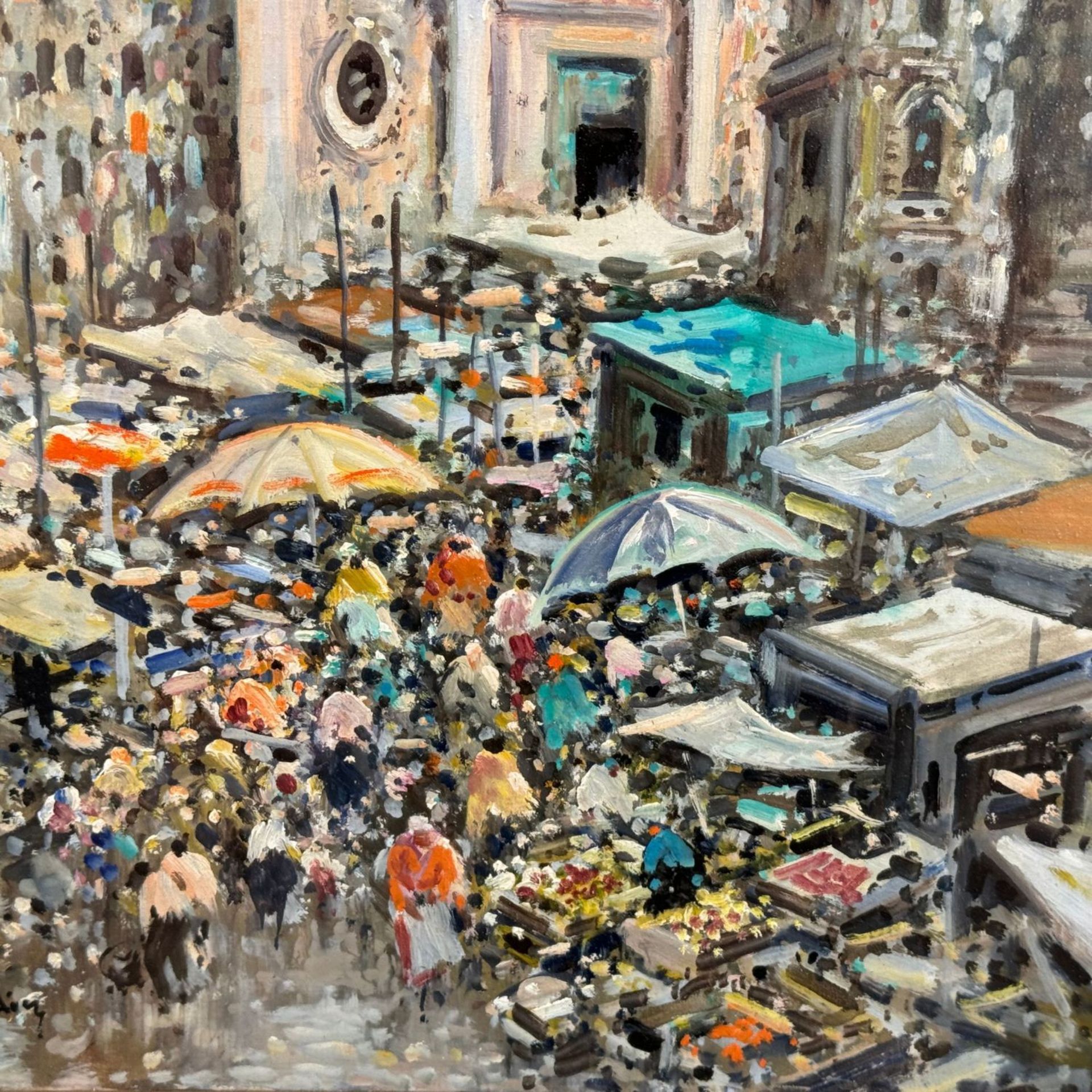 Market Scene in Naples (Piazza del Carmine) - A. Radice (1913) - Image 3 of 9