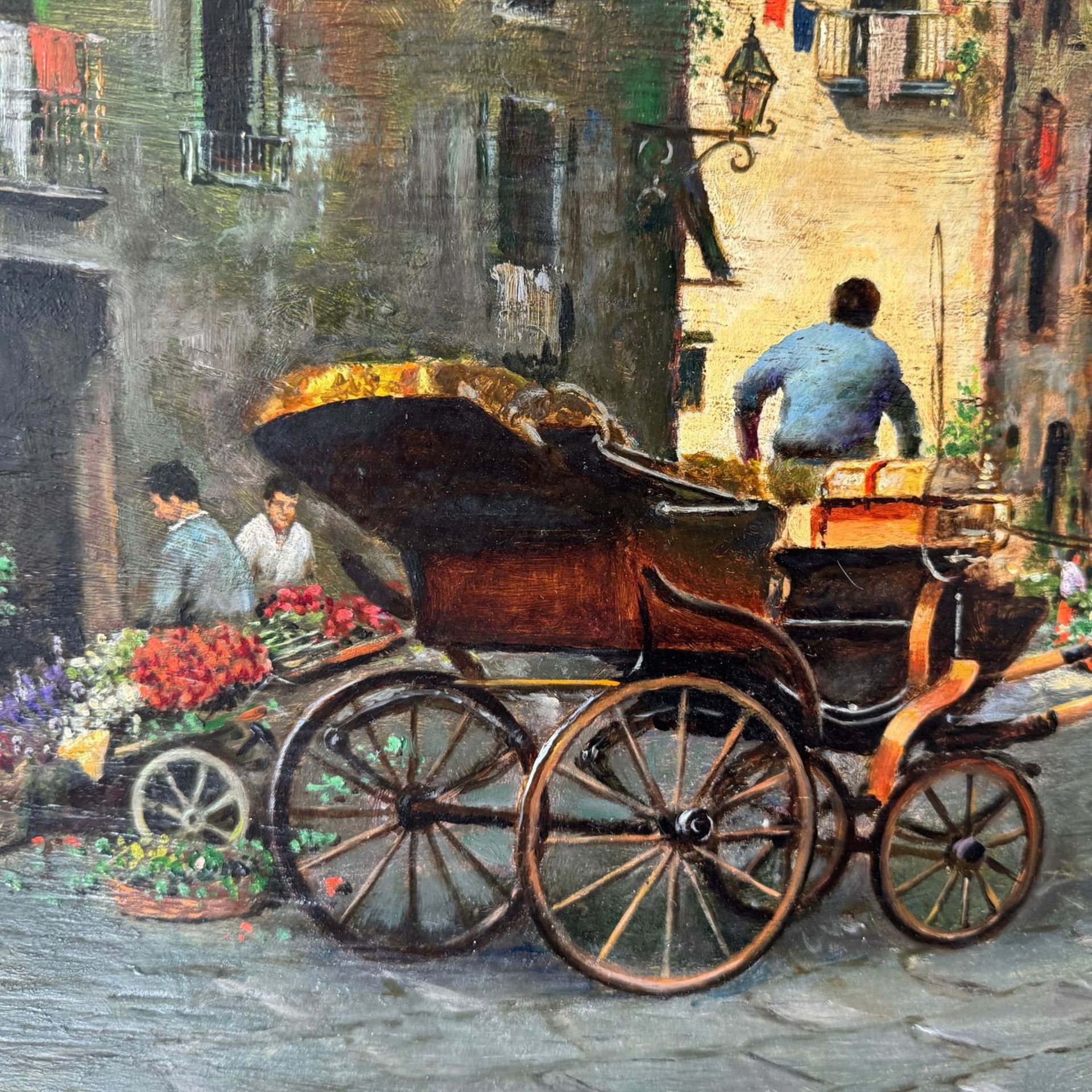 Neapolitan street with carriage and characters - E. Cerrone (1935 - 2010) - Image 2 of 7