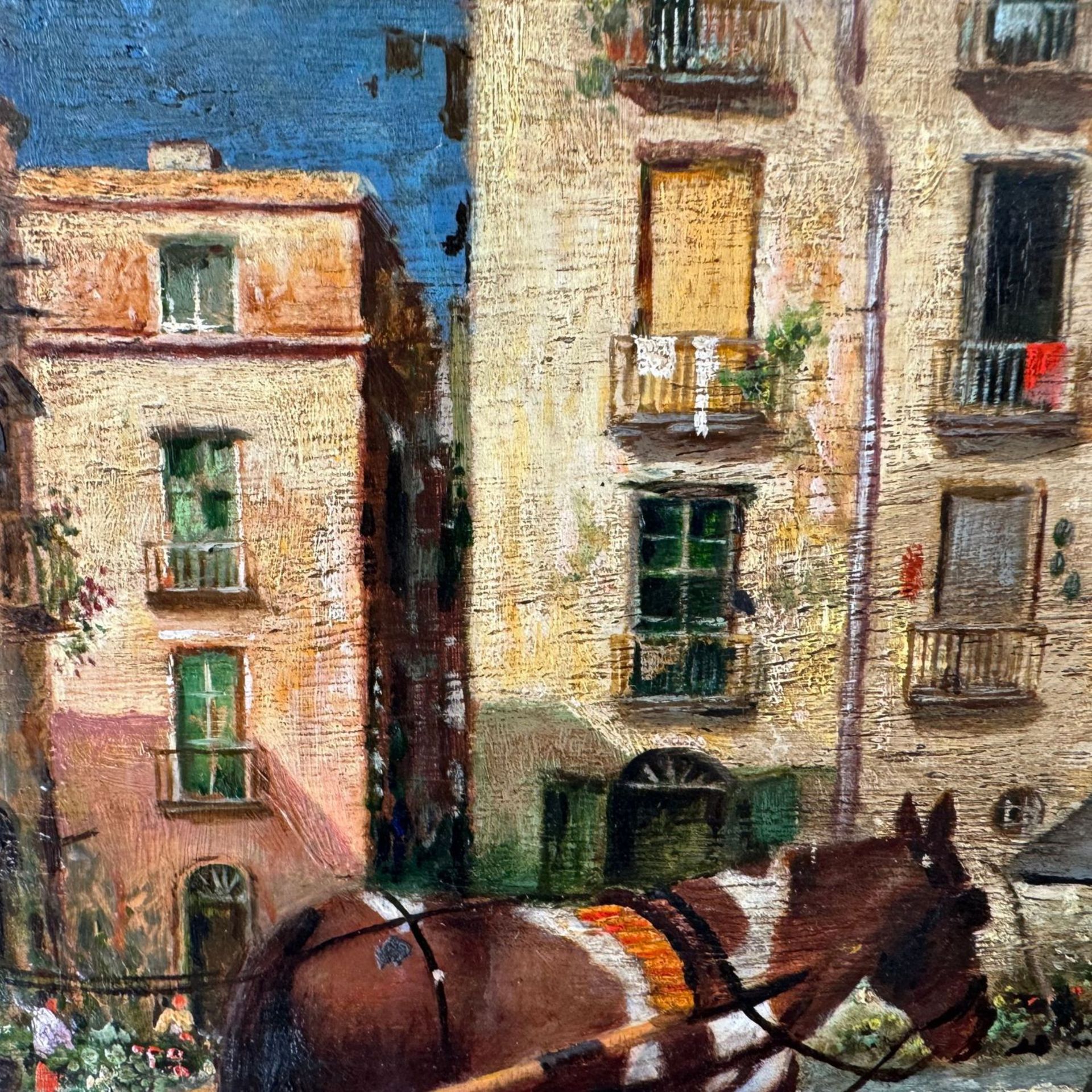 Neapolitan street with carriage and characters - E. Cerrone (1935 - 2010) - Image 5 of 7