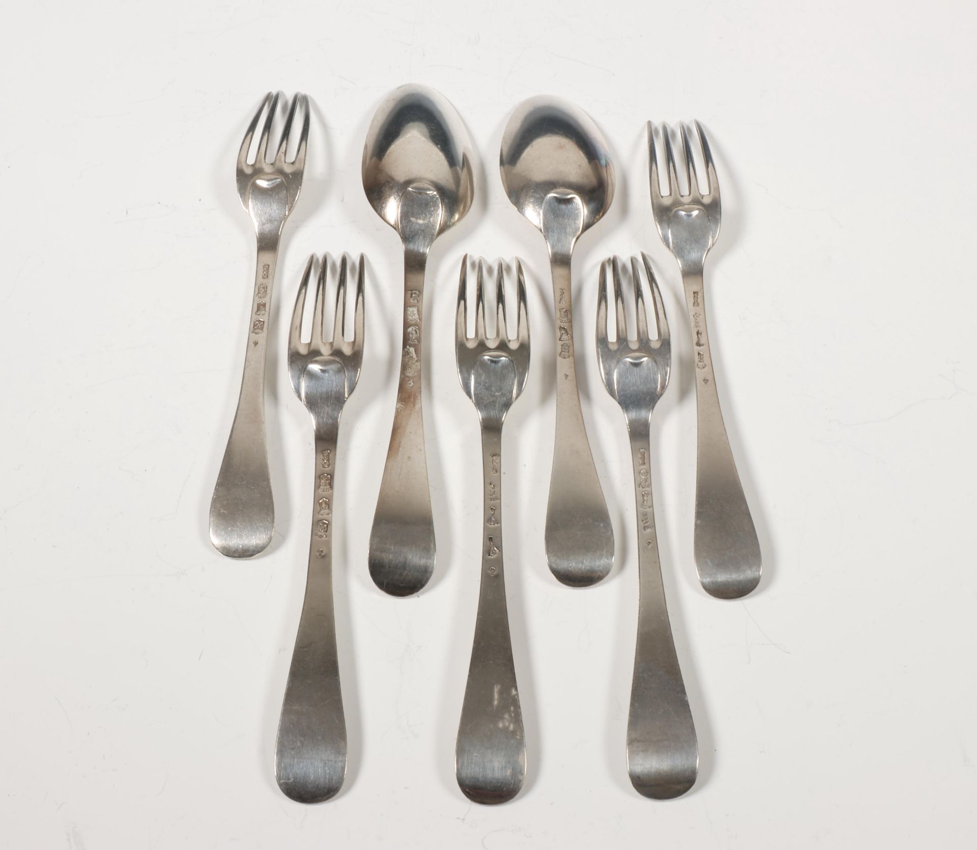 Set van vier vorken en een lepel, 18e eeuw, - Image 2 of 3