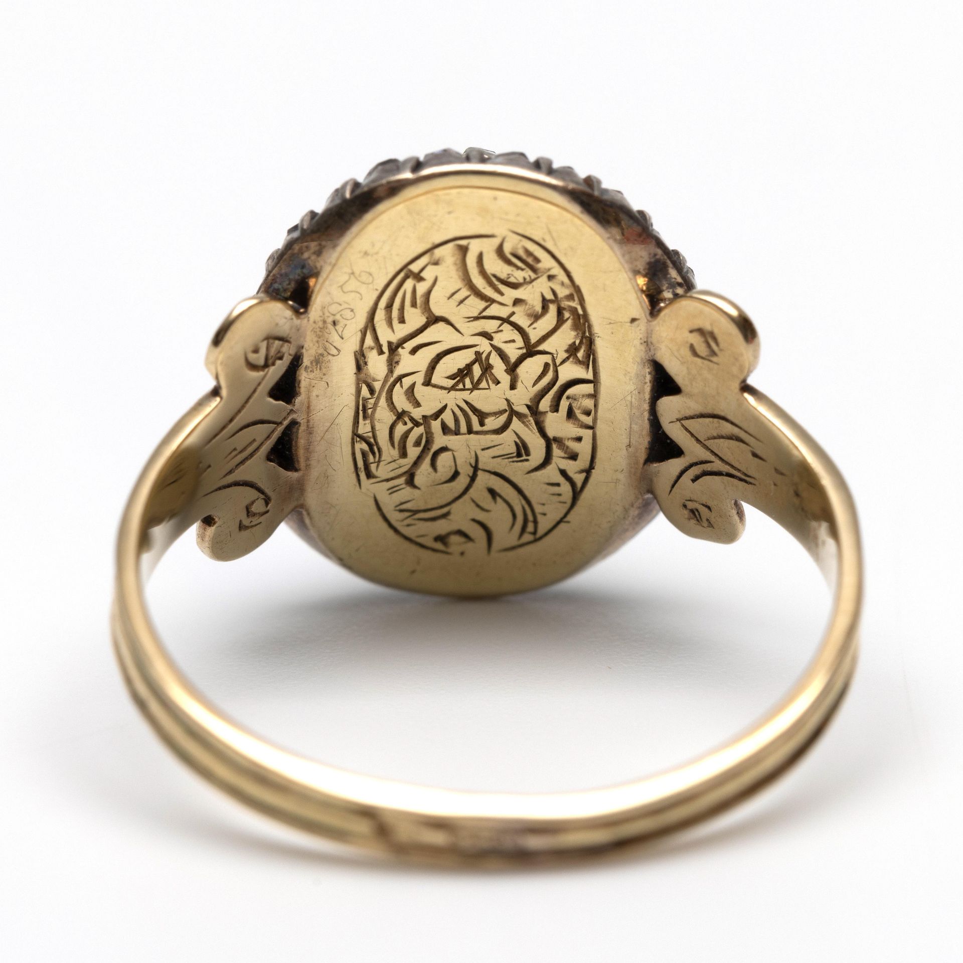14 kt. Gouden ring, 19e eeuw, - Image 2 of 3