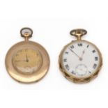 Twee 14 kt. gouden remontoir horloges.