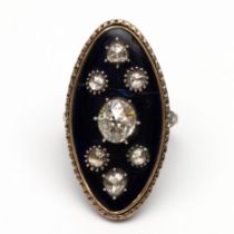 Beneden wettelijk gehalte gouden firmament ring, ca. 1800,