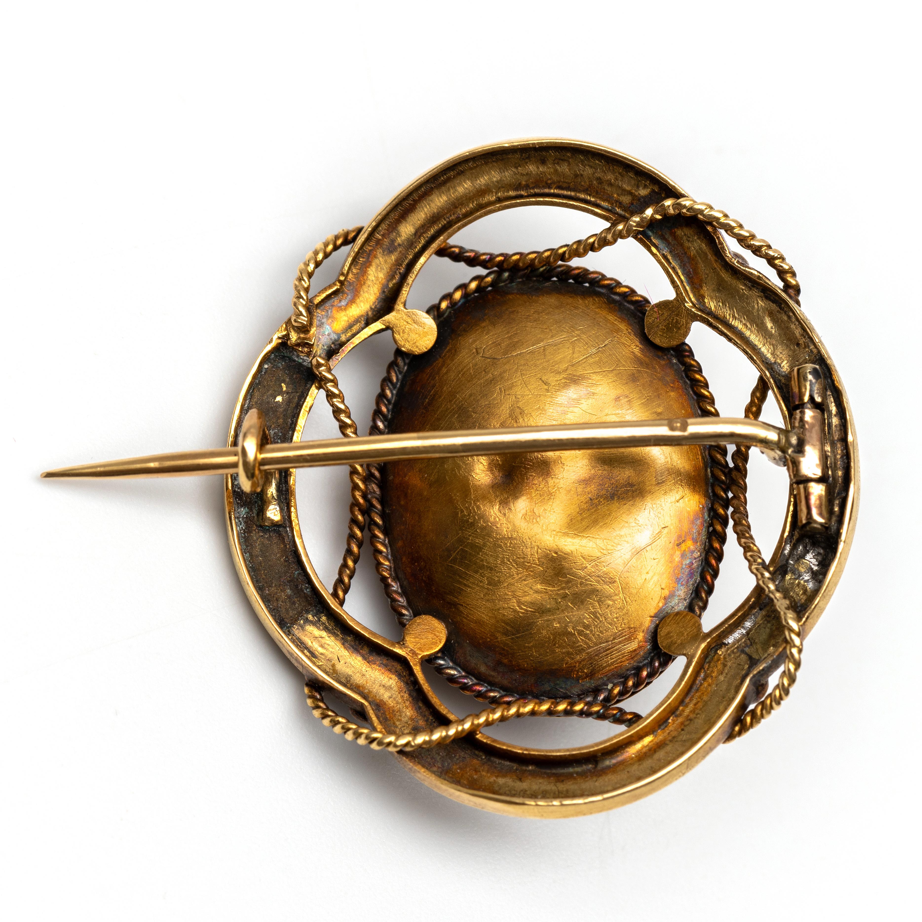18 kt. Gouden broche, 19e eeuw. - Image 2 of 2