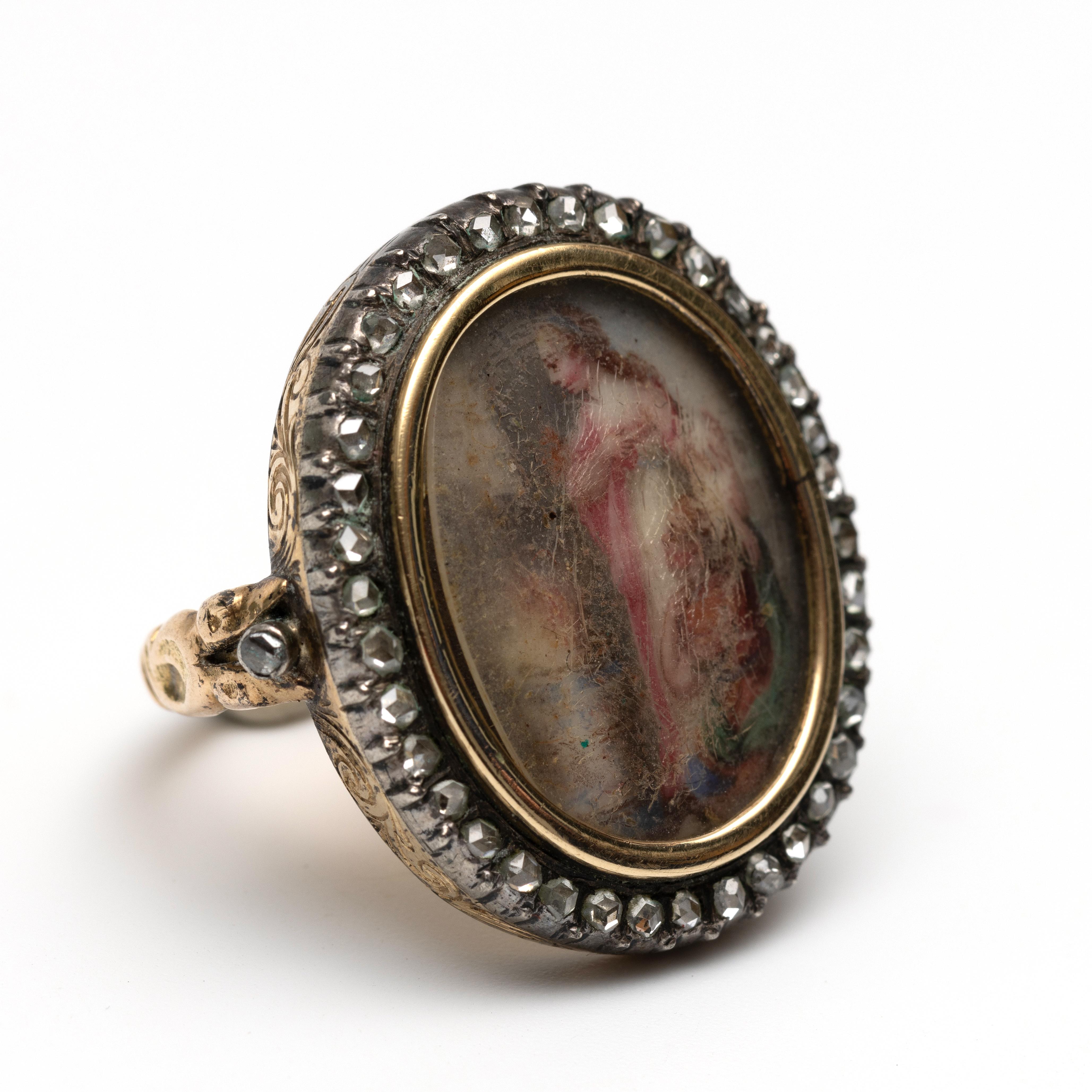 14 kt. Gouden ring, 19e eeuw. - Image 2 of 4