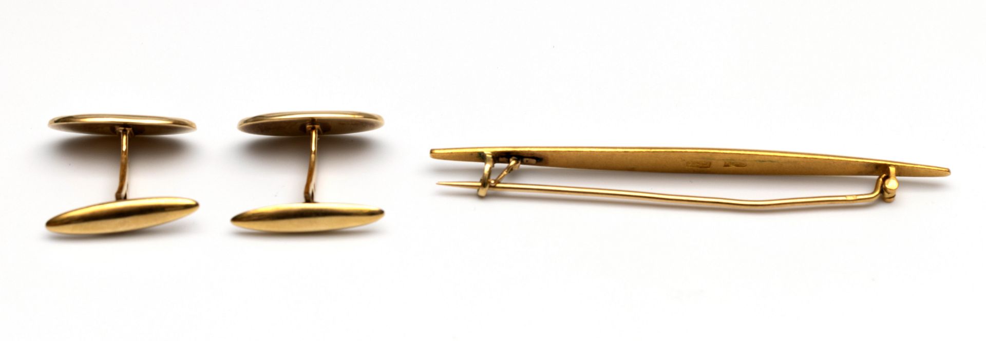 14 kt. Gouden ovale manchetknopen, - Image 2 of 2