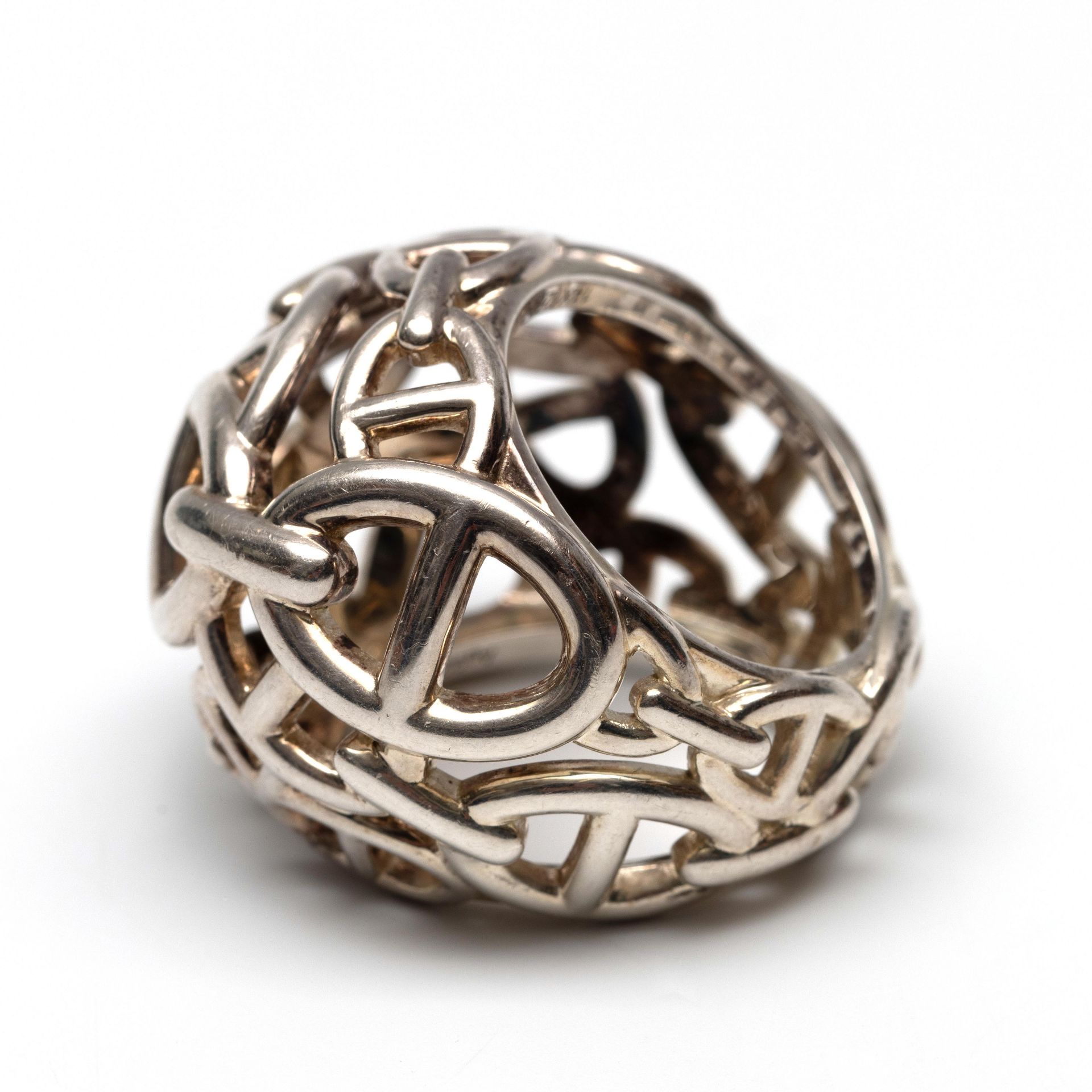 Hermès, zilveren opengewerkte boule ring, - Image 4 of 5