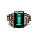 14 kt. Witgouden ring, Art Deco.