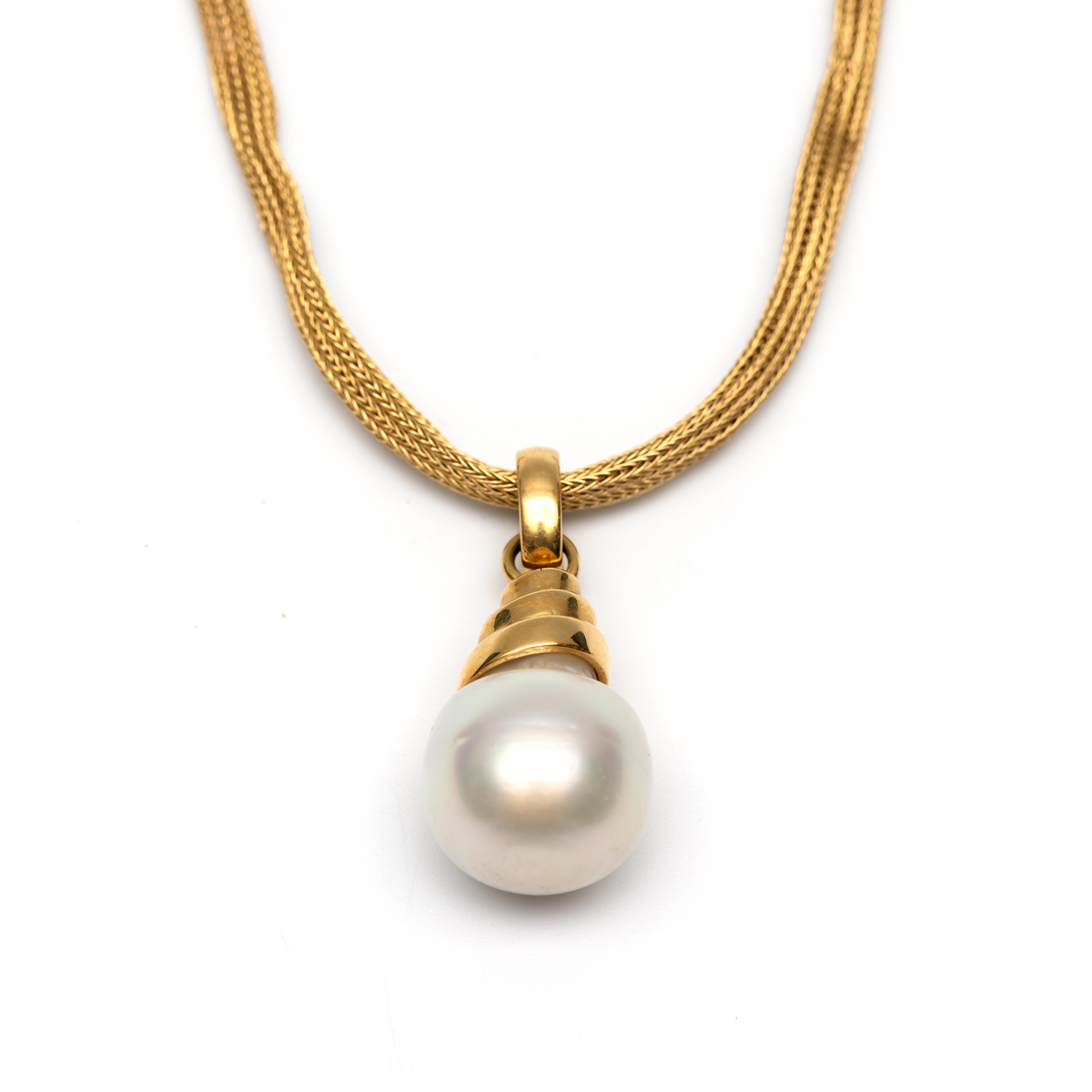 14 kt. Gouden geweven collier,