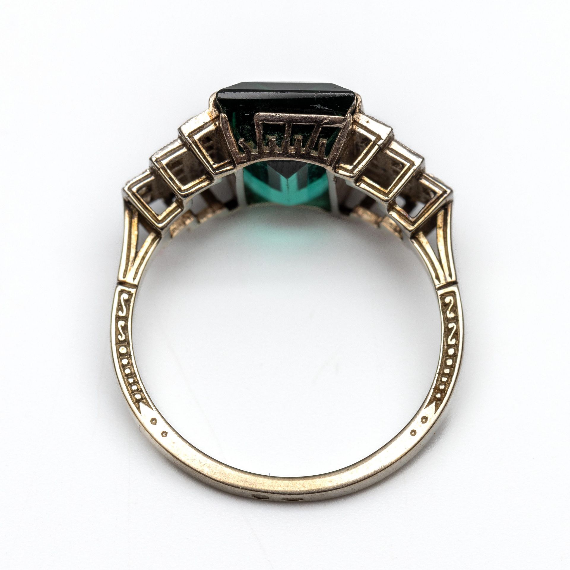 14 kt. Witgouden ring, Art Deco. - Image 3 of 3