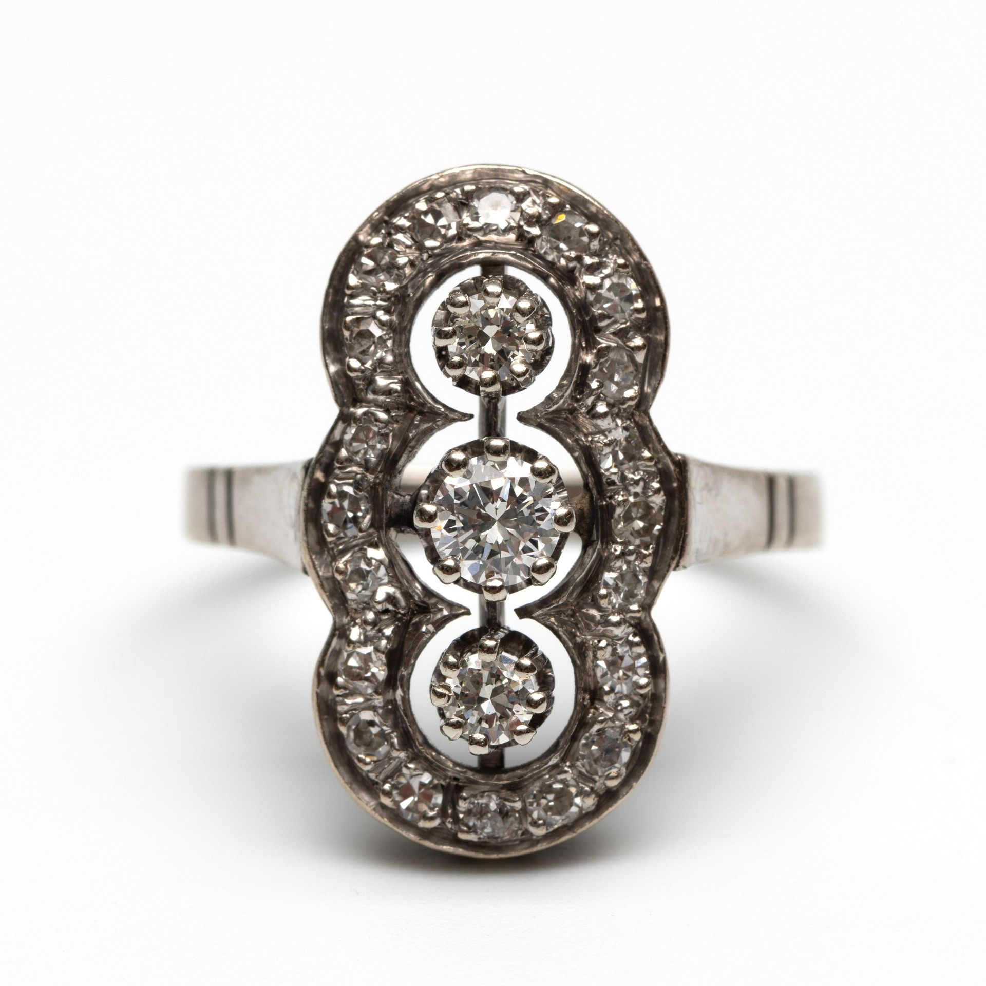 14 kt. Witgouden prinsessen ring,