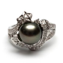 18 kt. Witgouden fantasie ring.