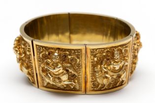 India, brede 14 kt. gouden conische armband