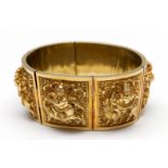 India, brede 14 kt. gouden conische armband