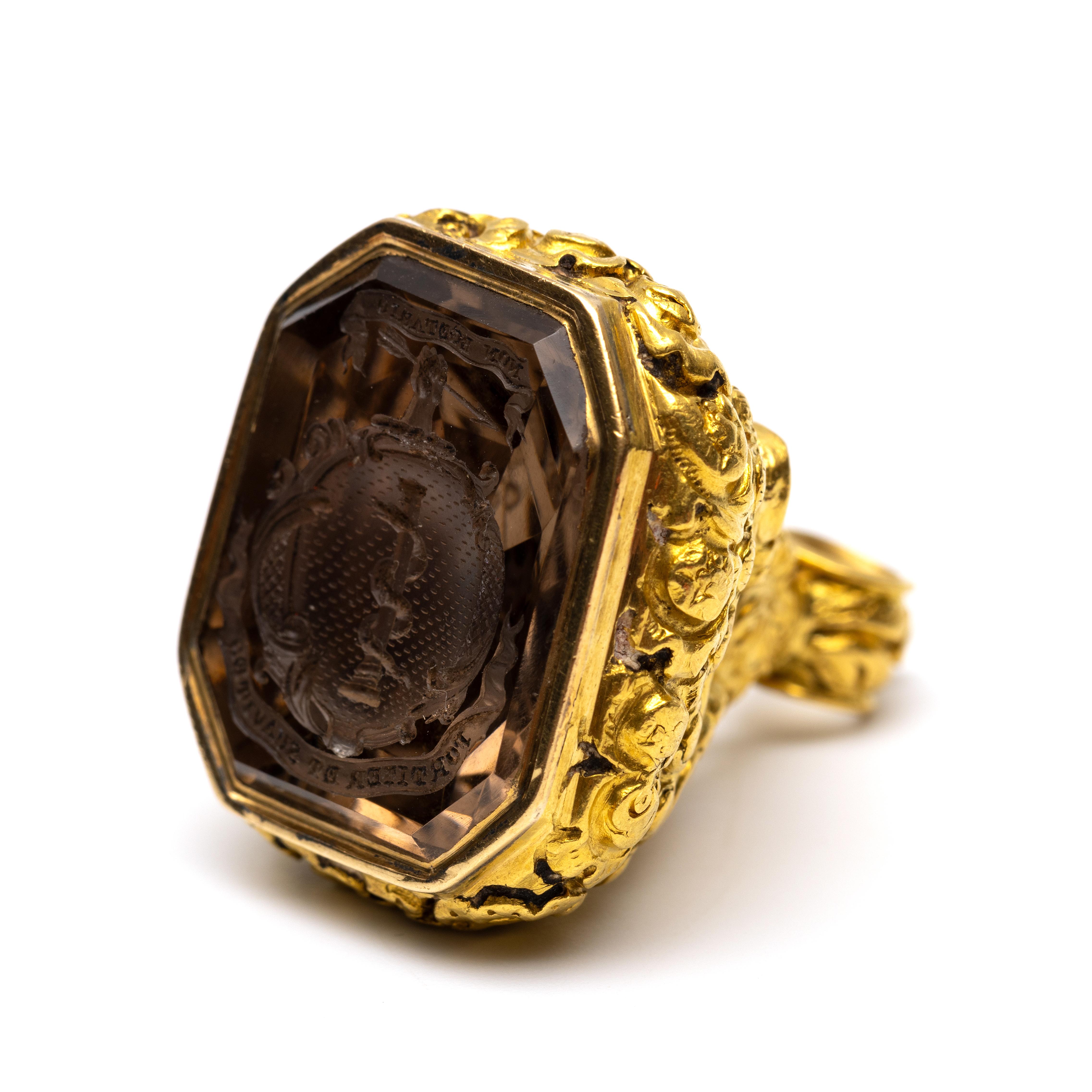 18 kt. Gouden cachet, 19e eeuw. - Image 2 of 3