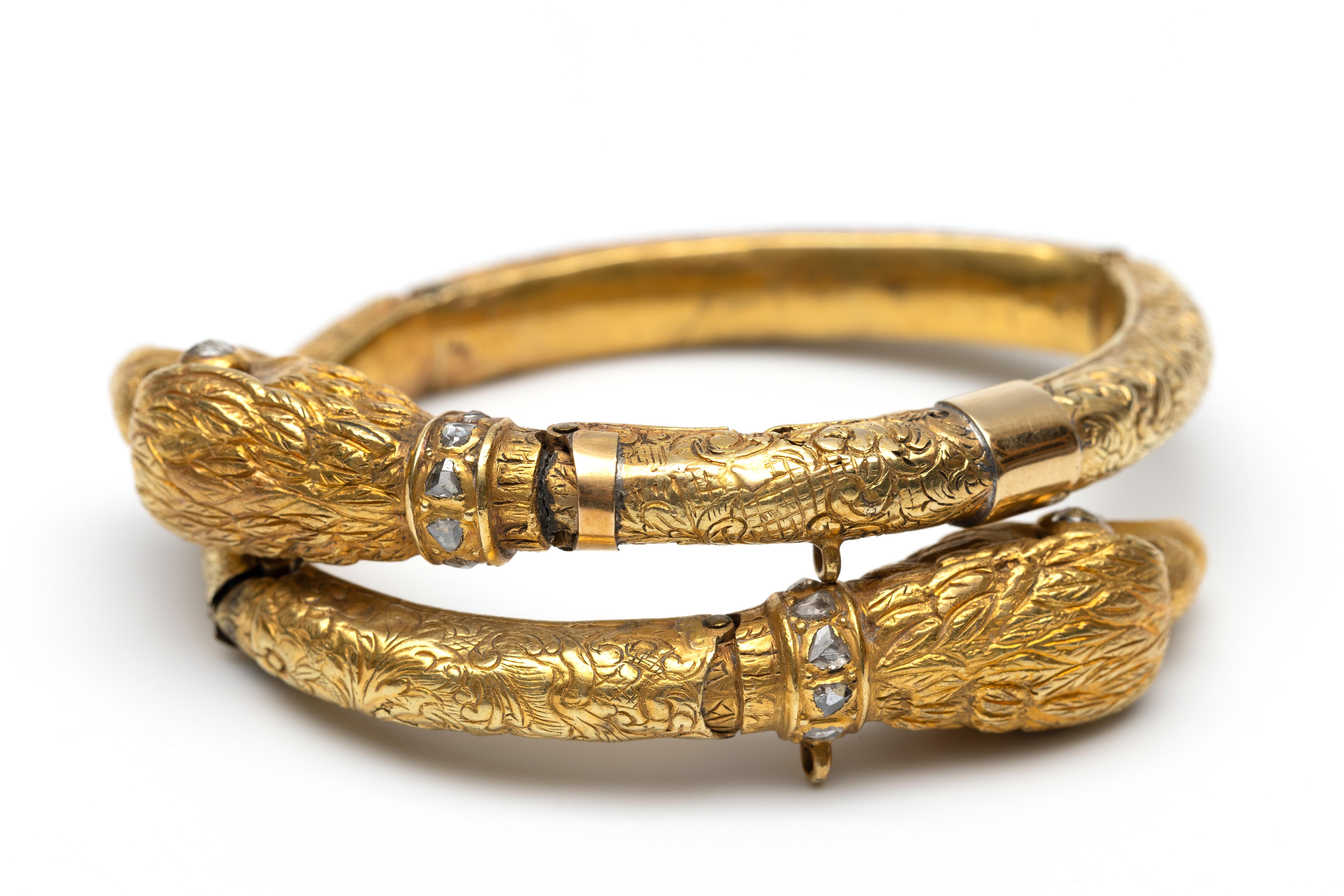 18 kt. Gouden spangarmband, 19e eeuw. - Image 3 of 4