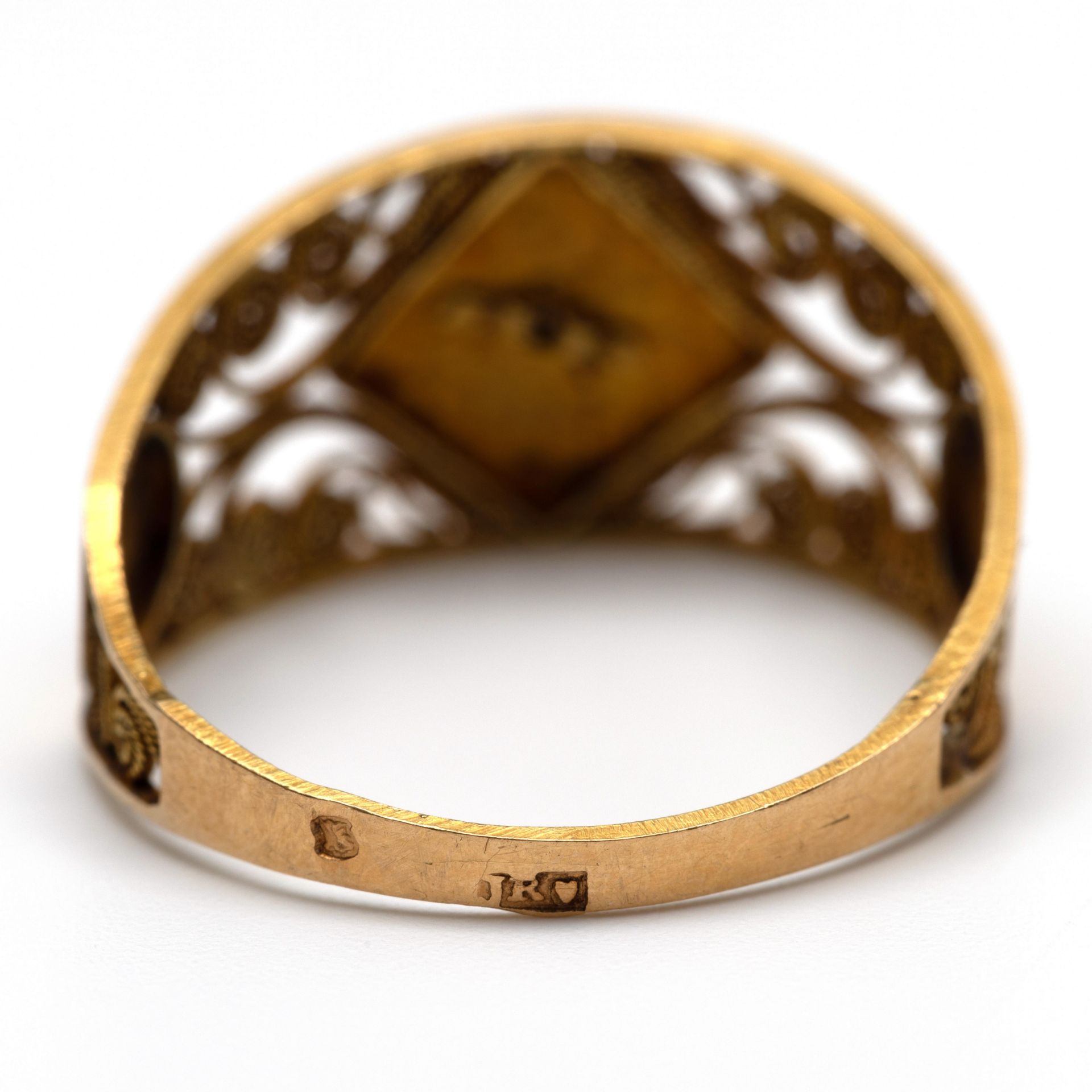 18 kt. Gouden filigrain ring, 19e eeuw. - Image 3 of 3