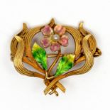 14 kt. Gouden broche, Art Nouveau.