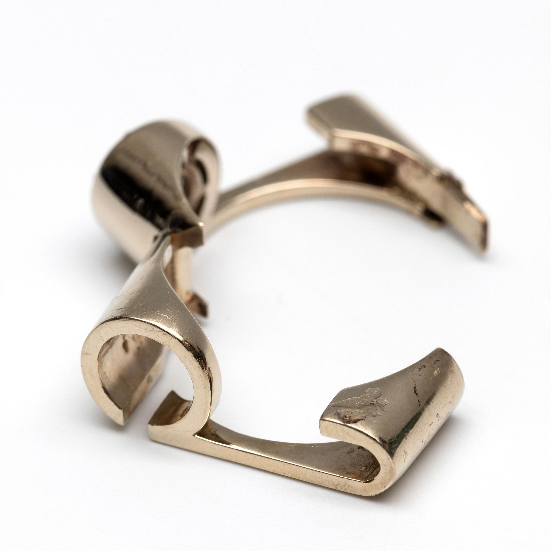 14 kt. Witgouden handgemaakte ring met scharnier, - Image 2 of 3