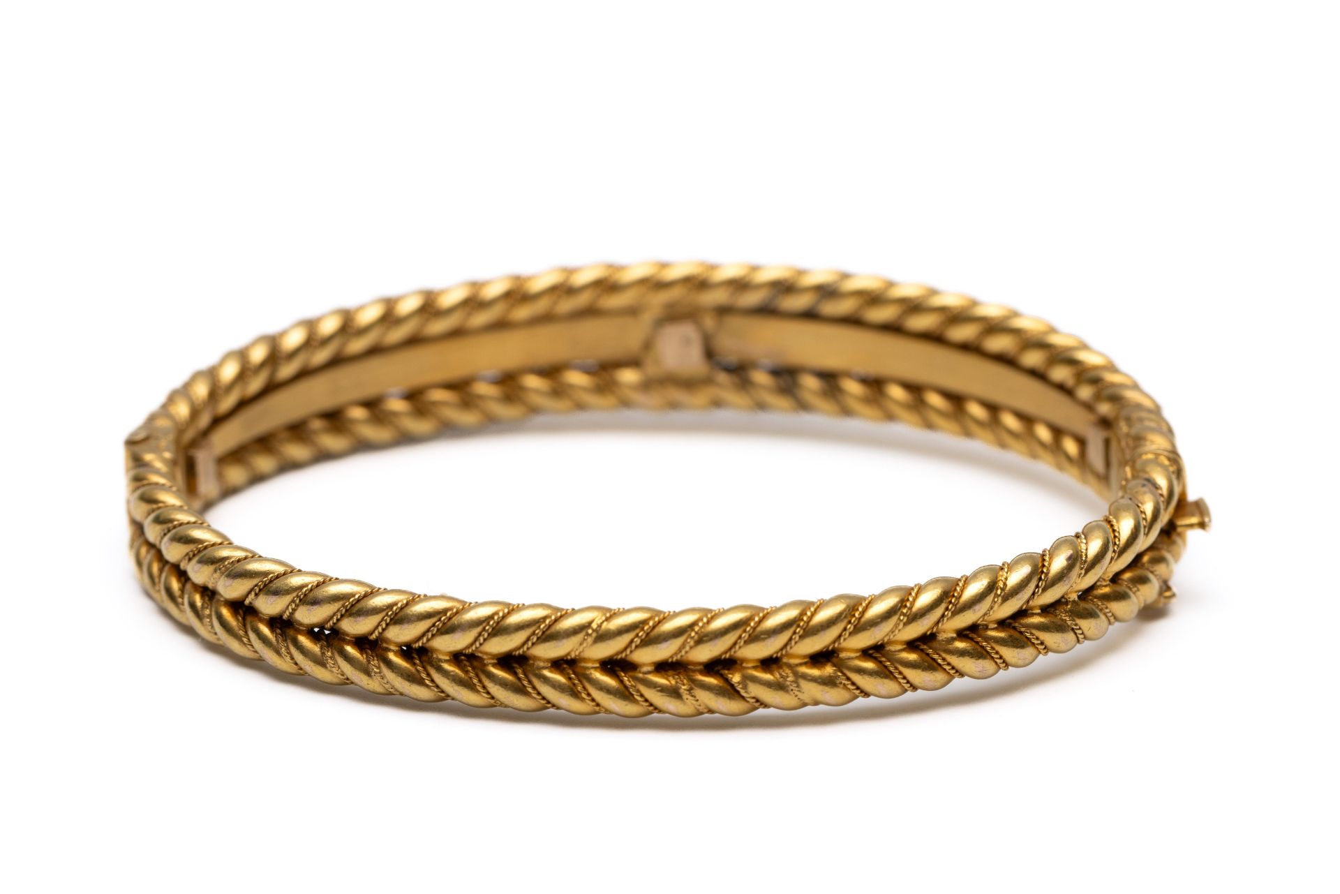 14 kt. Gouden stijve armband, 19e eeuw. - Bild 2 aus 2