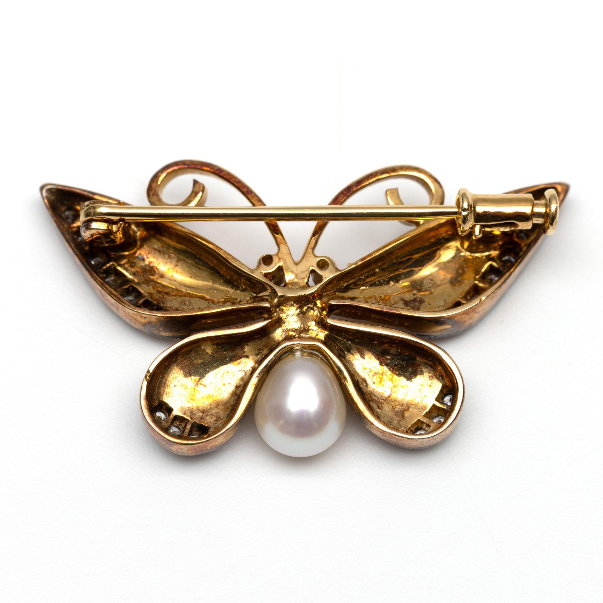 18 kt. Gouden broche in de vorm van een vlinder. - Image 2 of 2