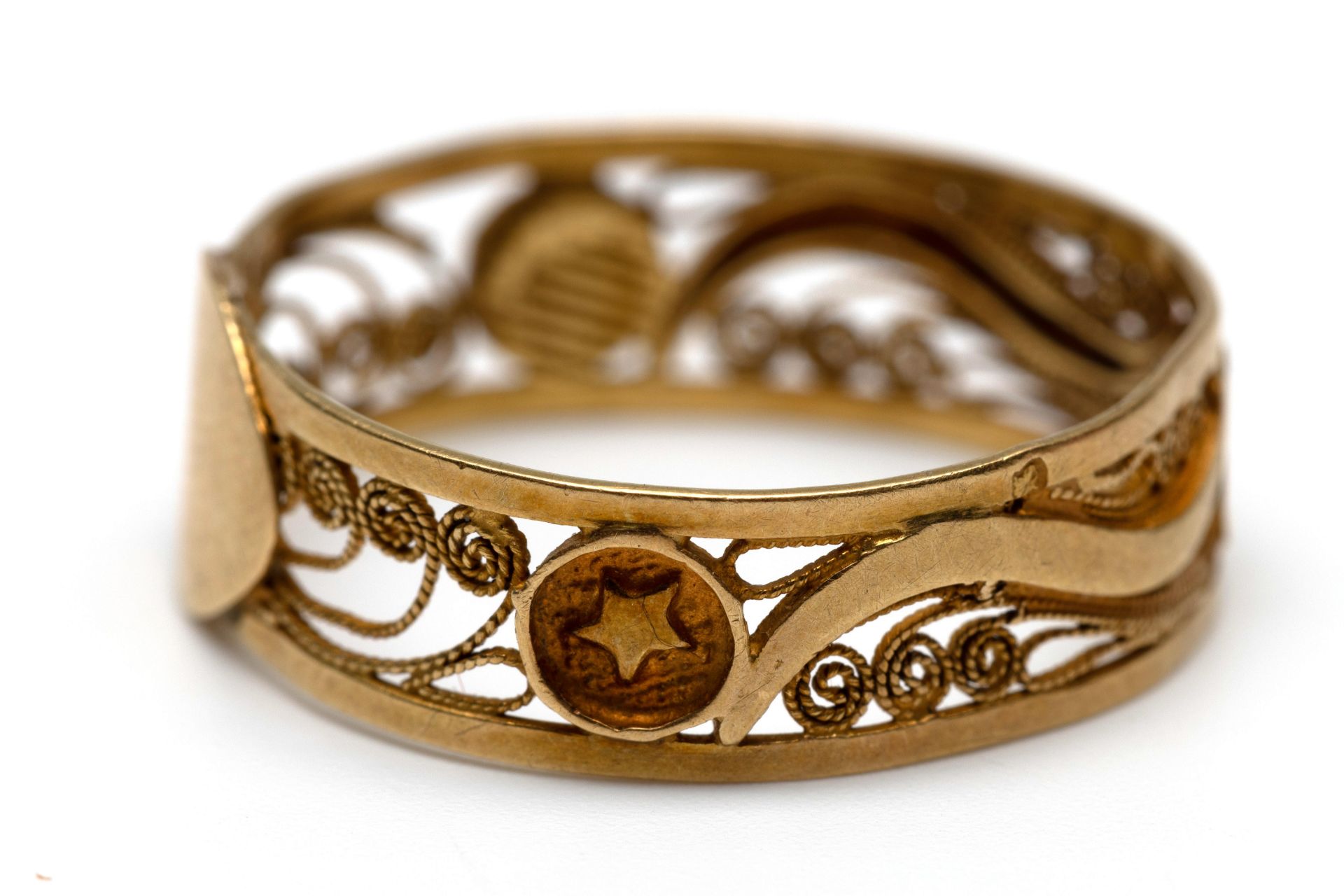 18 kt. Gouden filigrain ring, 19e eeuw. - Bild 2 aus 3