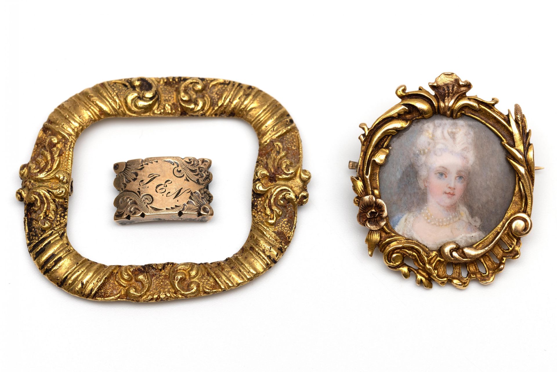 Frankrijk, 18 kt. gouden broche, vermoedelijk rococo.