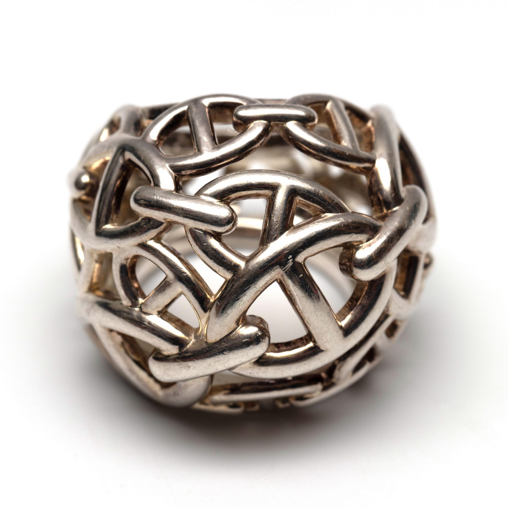 Hermès, zilveren opengewerkte boule ring, - Image 3 of 5