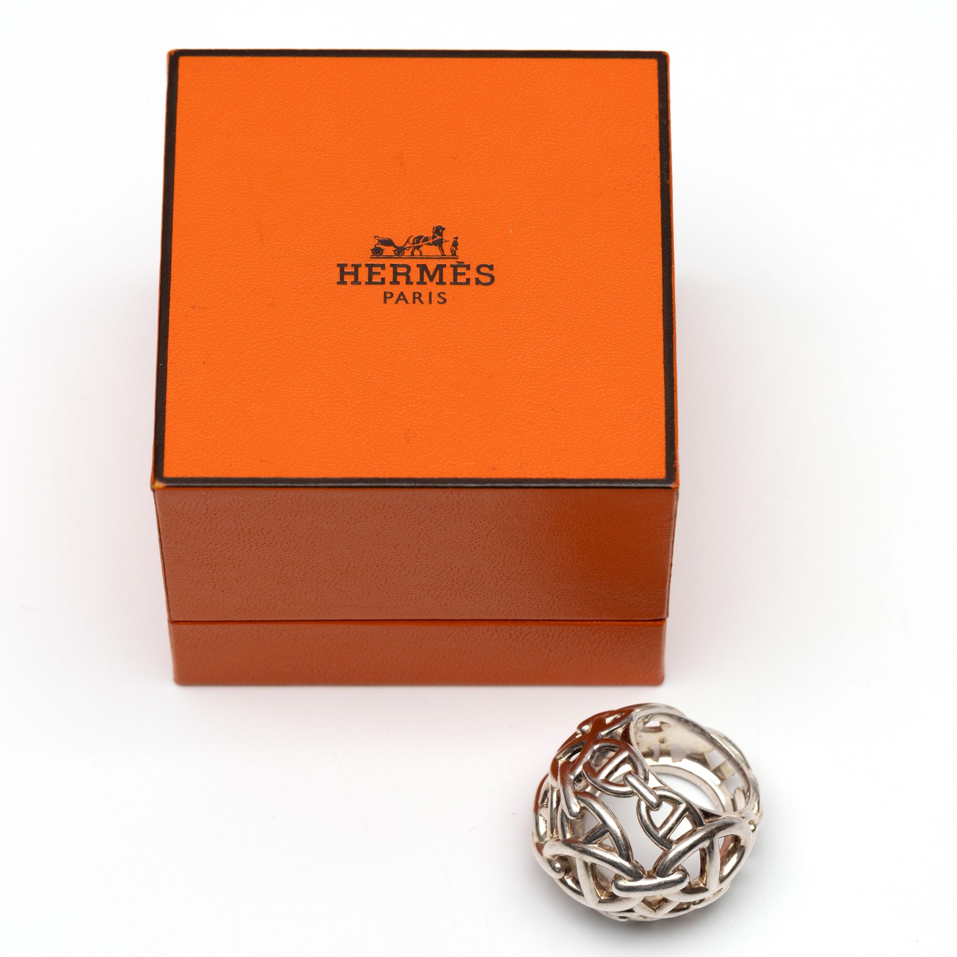 Hermès, zilveren opengewerkte boule ring, - Bild 2 aus 5