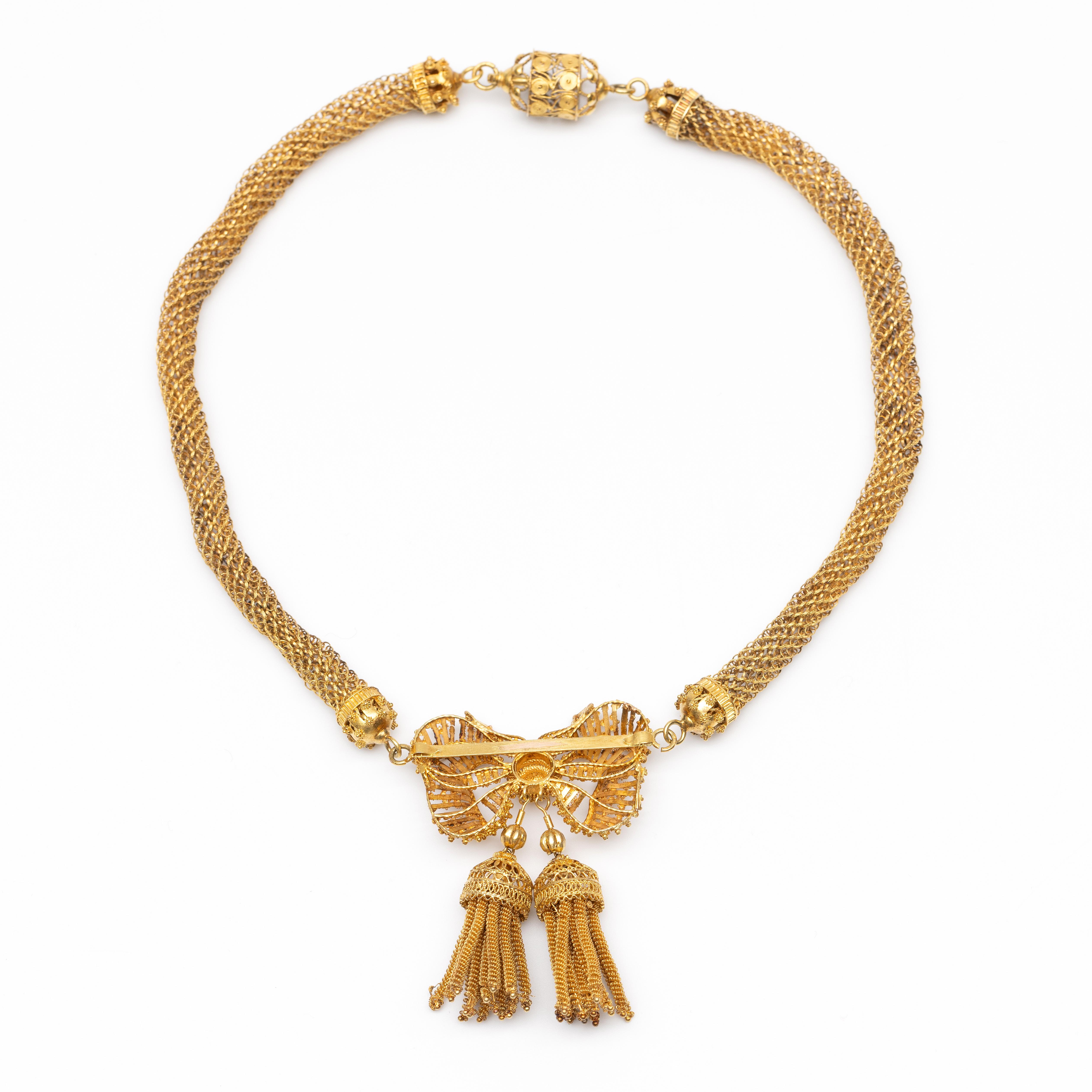 Beneden wettelijk gehalte gouden cannetille collier, 1e helft 19e eeuw. - Image 2 of 2